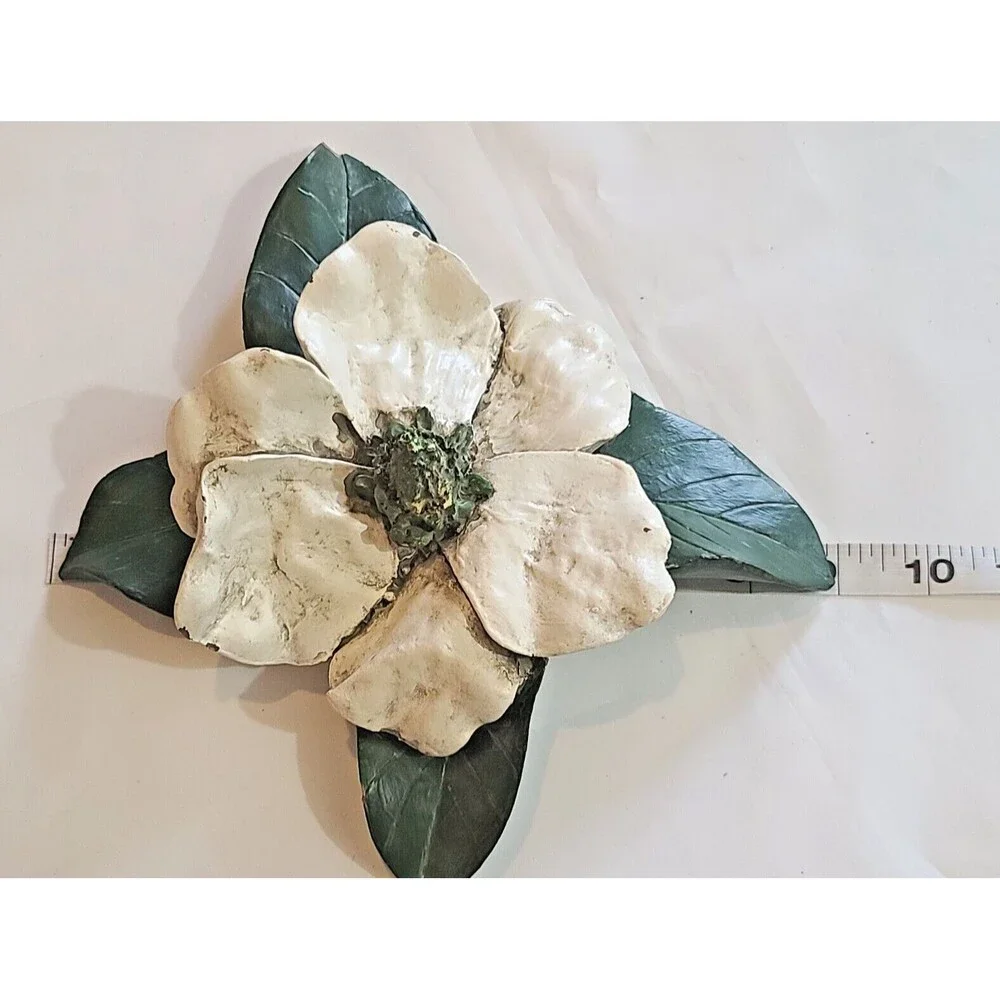 Vintage Ceramic Magnolia Flower Centerpiece Hand Painted 1970's
